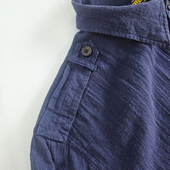 Ralph Lauren Rugby Sz W12 Button up Long Line Over shirt Epaulettes Navy - Picture 7 of 10